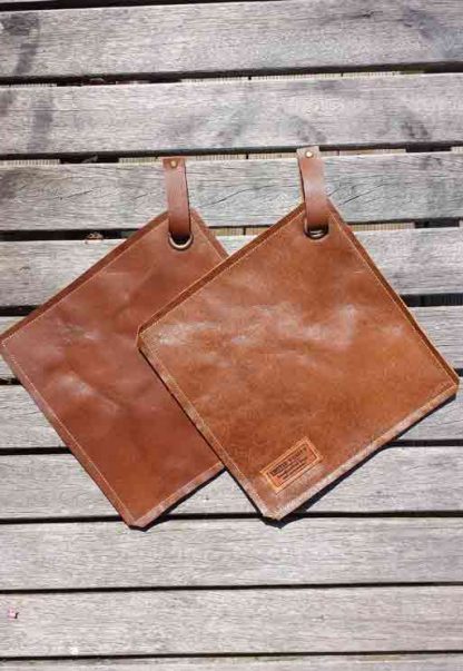 Set Pannenlappen Leer Bruin 1