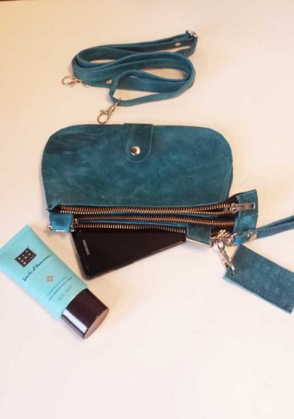 Tas Leer Triple - Turquoise - Afbeelding 4