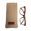 Brillenkoker Leer Beige Knijp