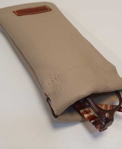 Brillenkoker Leer Beige Knijp - Afbeelding 2