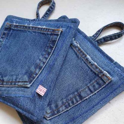 Set Pannenlappen Jeans met Zak - Afbeelding 2