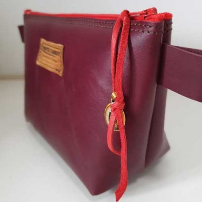 Make-up tasje leer Donkerrood/Aubergine - Afbeelding 2