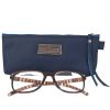 Brillenkoker Leer Blauw maat L